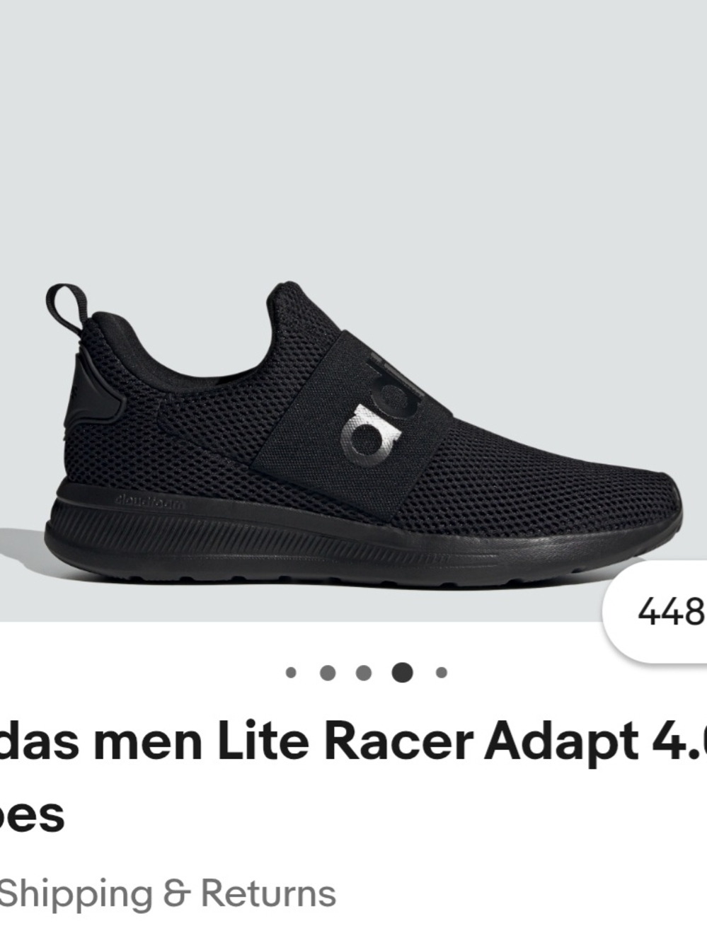 adidas Lite Racer Adapt Slip-On Sneakers - Black Mens Size 10